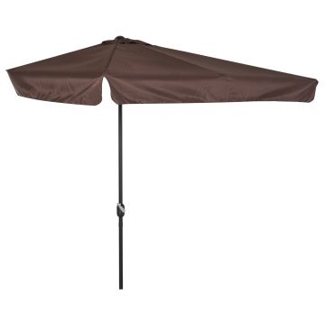 Outsunny Umbrelă Soare Semicirculară Terasă Grădină Semilună Perete Manivela 230x130x249cm Cafea | Aosom Romania Outsunny Umbrelă Soare Semicirculară Terasă Grădină Semilună Perete Manivela 230x130x249cm Cafea | Aosom Romania
